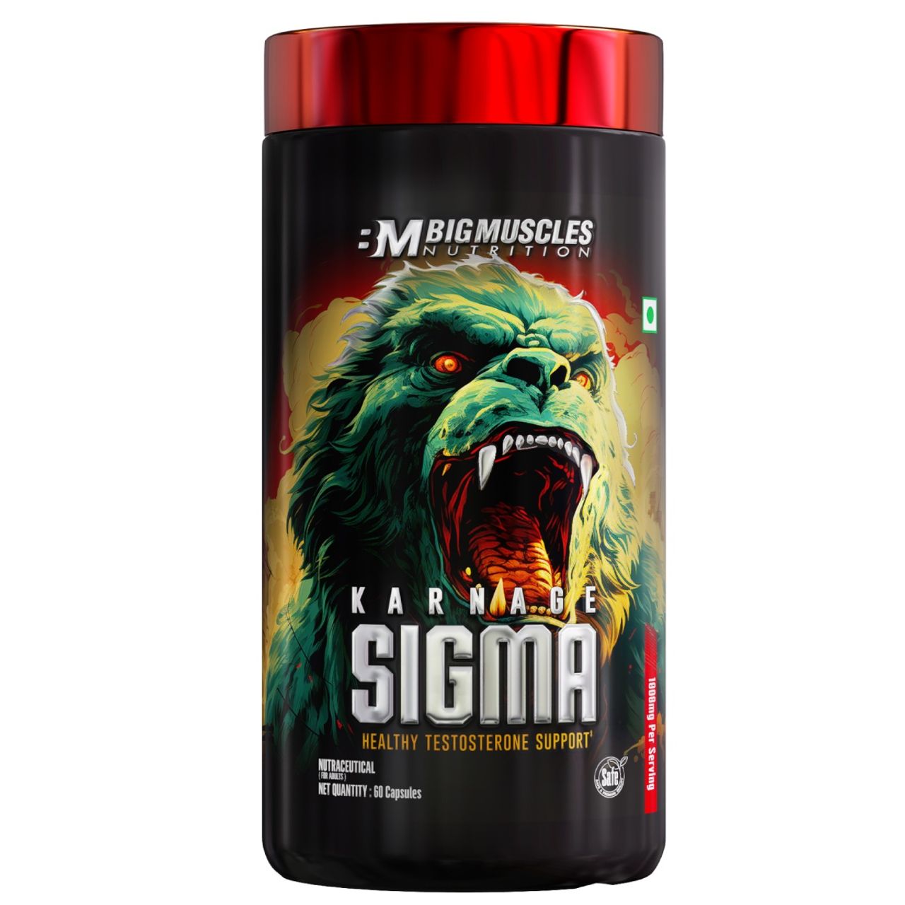 Big Muscles Nutrition Nutrition Karnage Sigma Healthy Testosterone Support | 60 Capsules