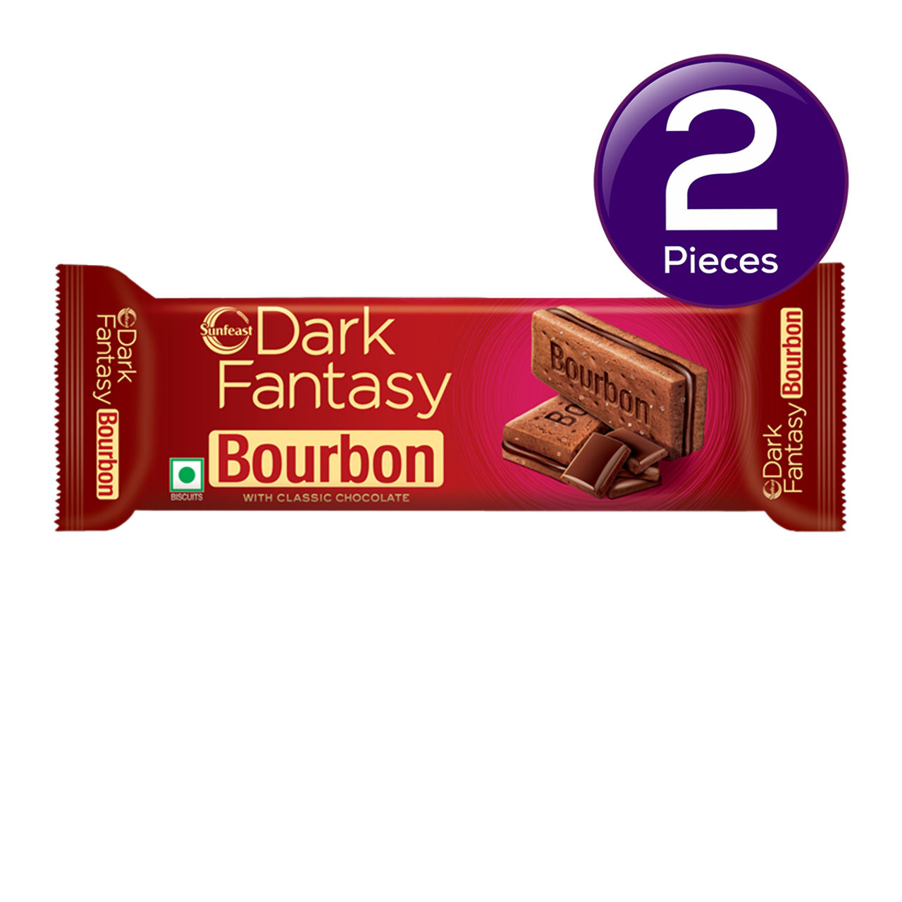 Sunfeast Dark Fantasy Bourbon, Classic Biscuit Made With Real Chocolate 111 g X 2 Combo