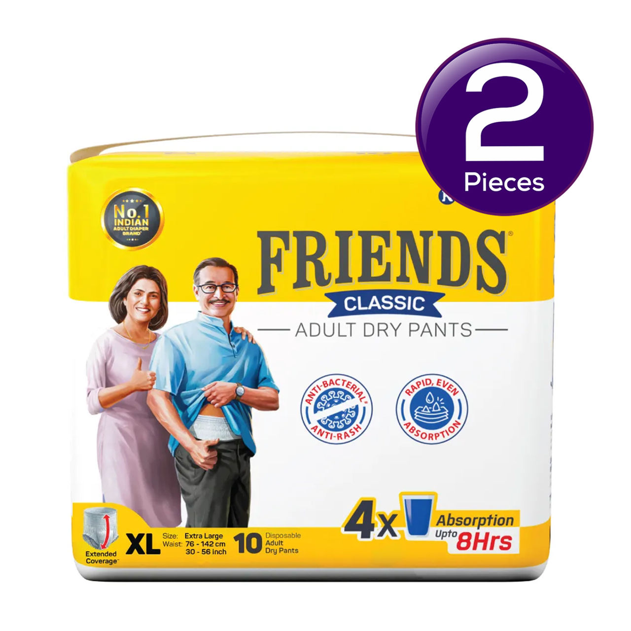 Friends Classic Adult Diaper (Pants, XL , 76-142 cm) Combo