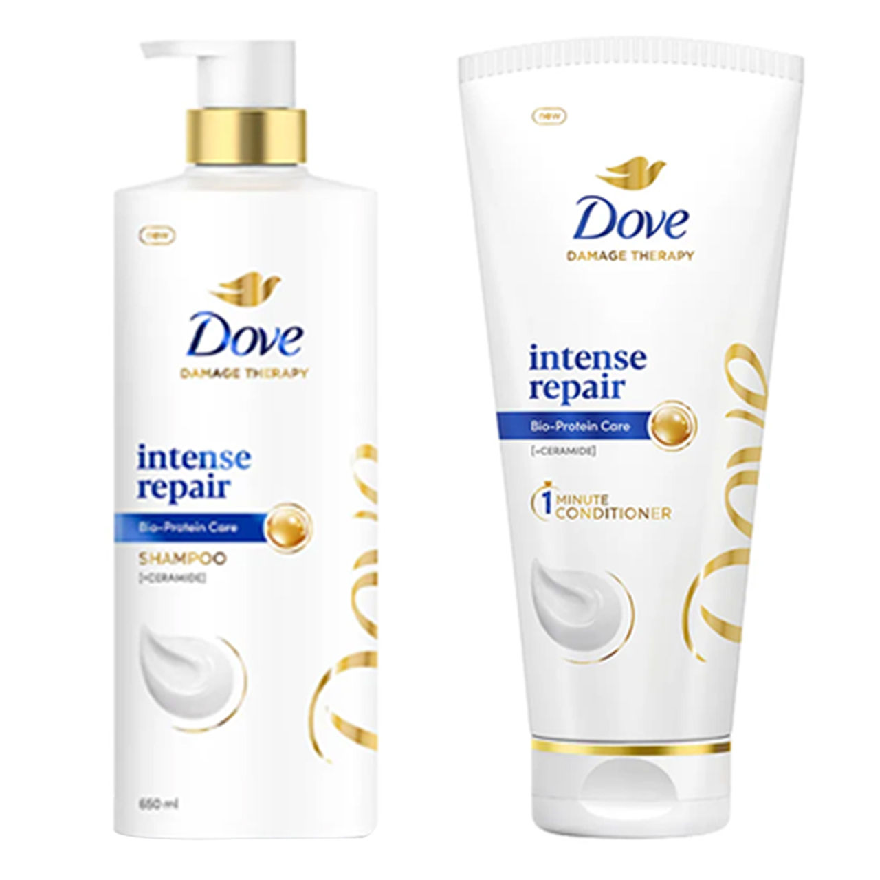 Dove Intense Damage Therapy Shampoo Xl Bottle (650ml) & Dove Intense Repair Conditioner (175ml) Combo