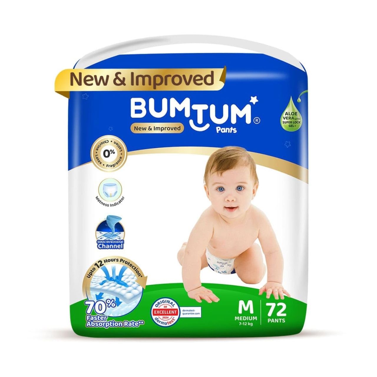 Bumtum Diaper Pants Leakage Protection Pant For Kids | White | M (6 - 11 kg)