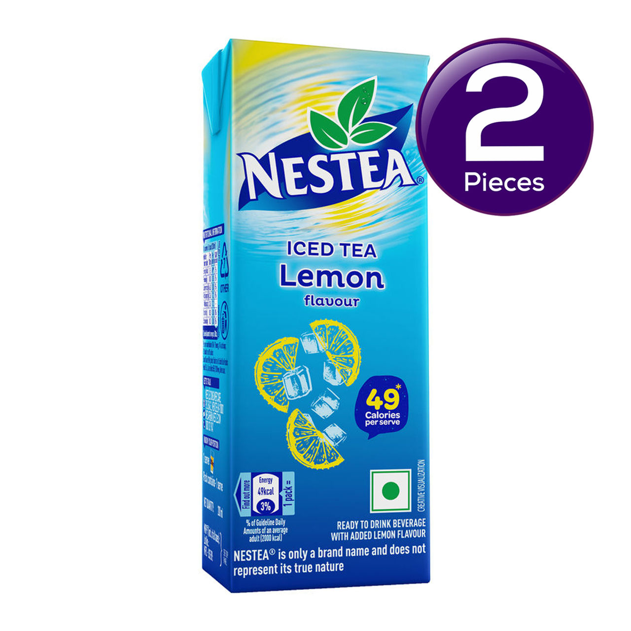 Nestea Lemon Iced Tea (Ready to Drink) - 49 Calories Only Tetra Pack 200 ml X 2 Combo
