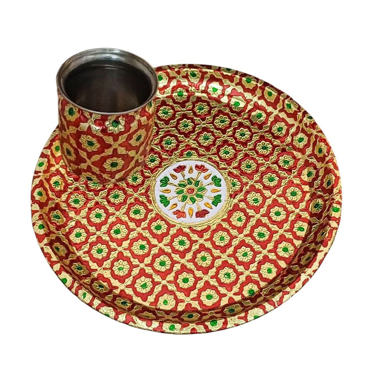 Gullak Karwa Chauth Thali Set - Red | Floral Motifs