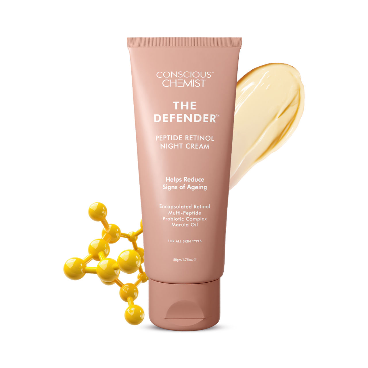 Conscious Chemist Multi Peptide Retinol Anti Aging Lightweight Night Cream Reduces Wrinkles