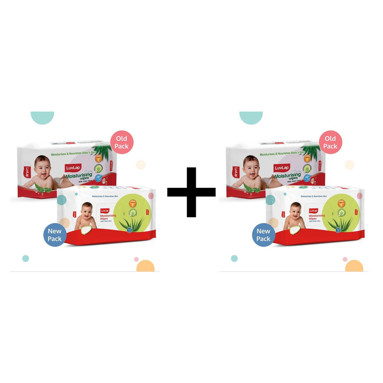 LuvLap Moisturising Wet Wipes Baby For Kids | Assorted 72 pc X 2 Combo