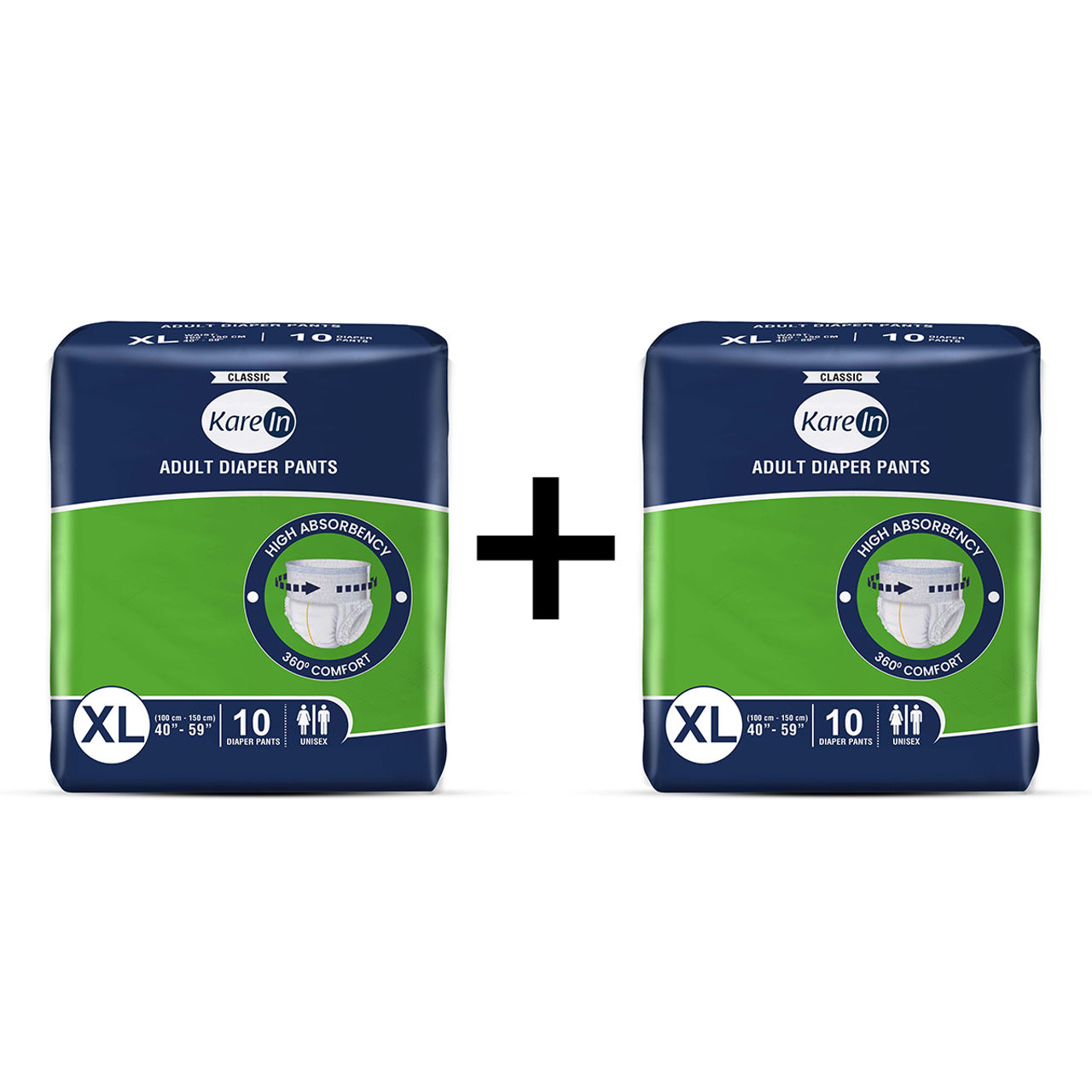 KareIn Classic Adult Diaper (Pants, XL , 100-150 cm) 10 pc X 2 Combo