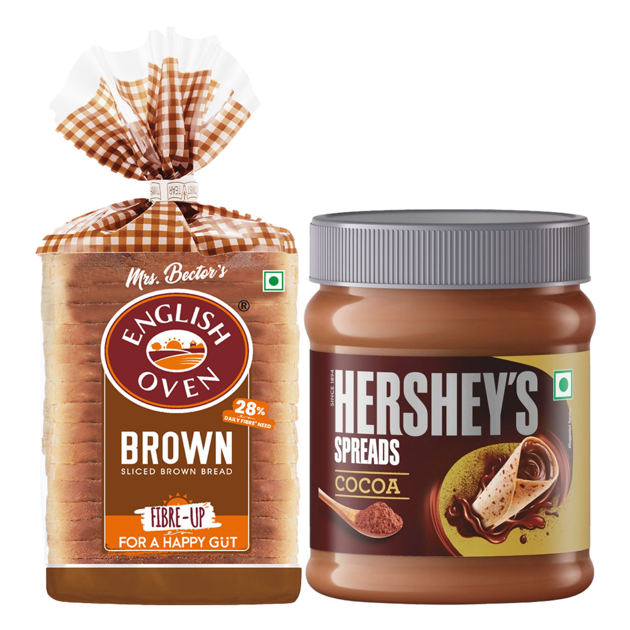Hershey'S Spread - Cocoa Jar (150g) & English Oven Brown Bread (400g) Combo