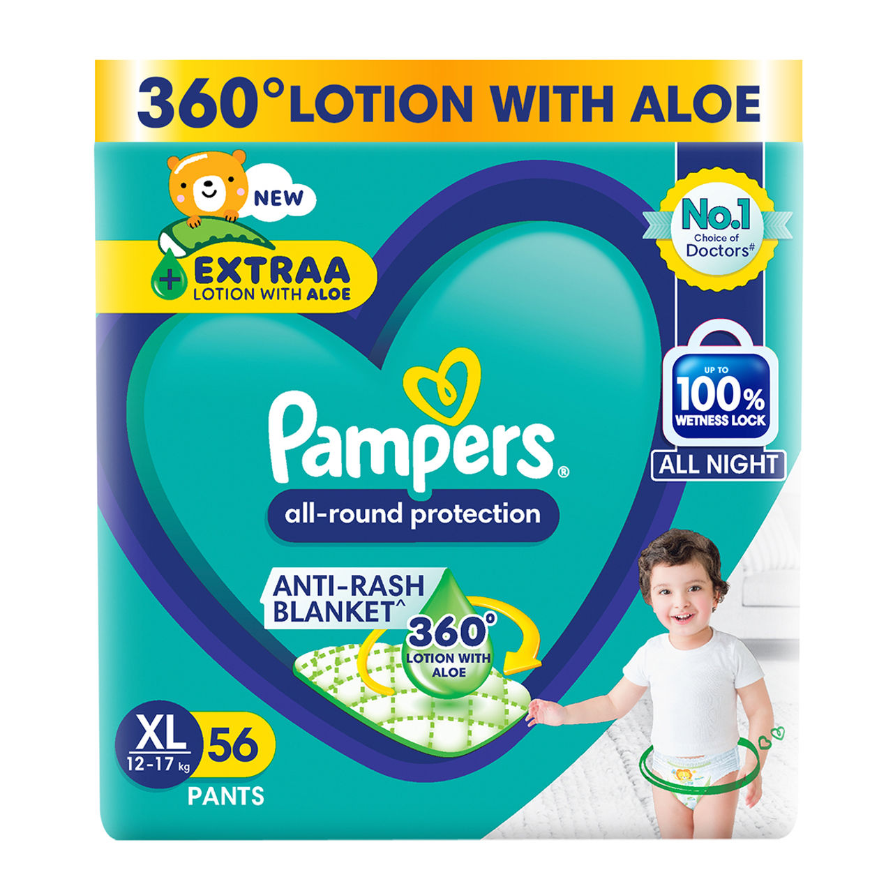 Pampers All Round Protection Baby Diapers | Pant Style | XL | 56 pcs