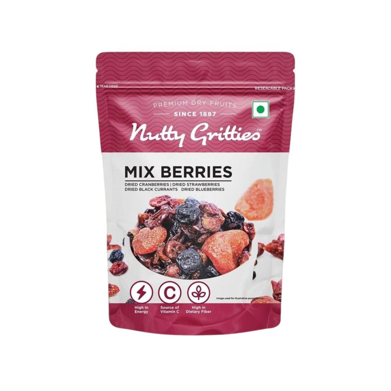 Nutty Gritties Premium Mix Berries - 4 in 1 Fibre-Rich Snack