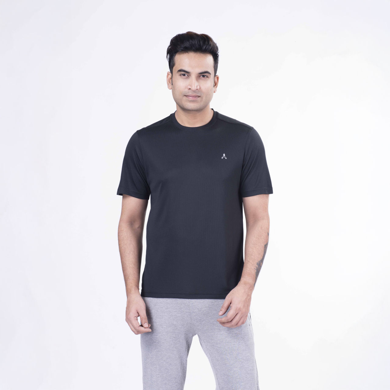 Actimaxx Men's Solid Round Neck Chest Logo Dri-Fit T-shirt | Colour May Vary - L