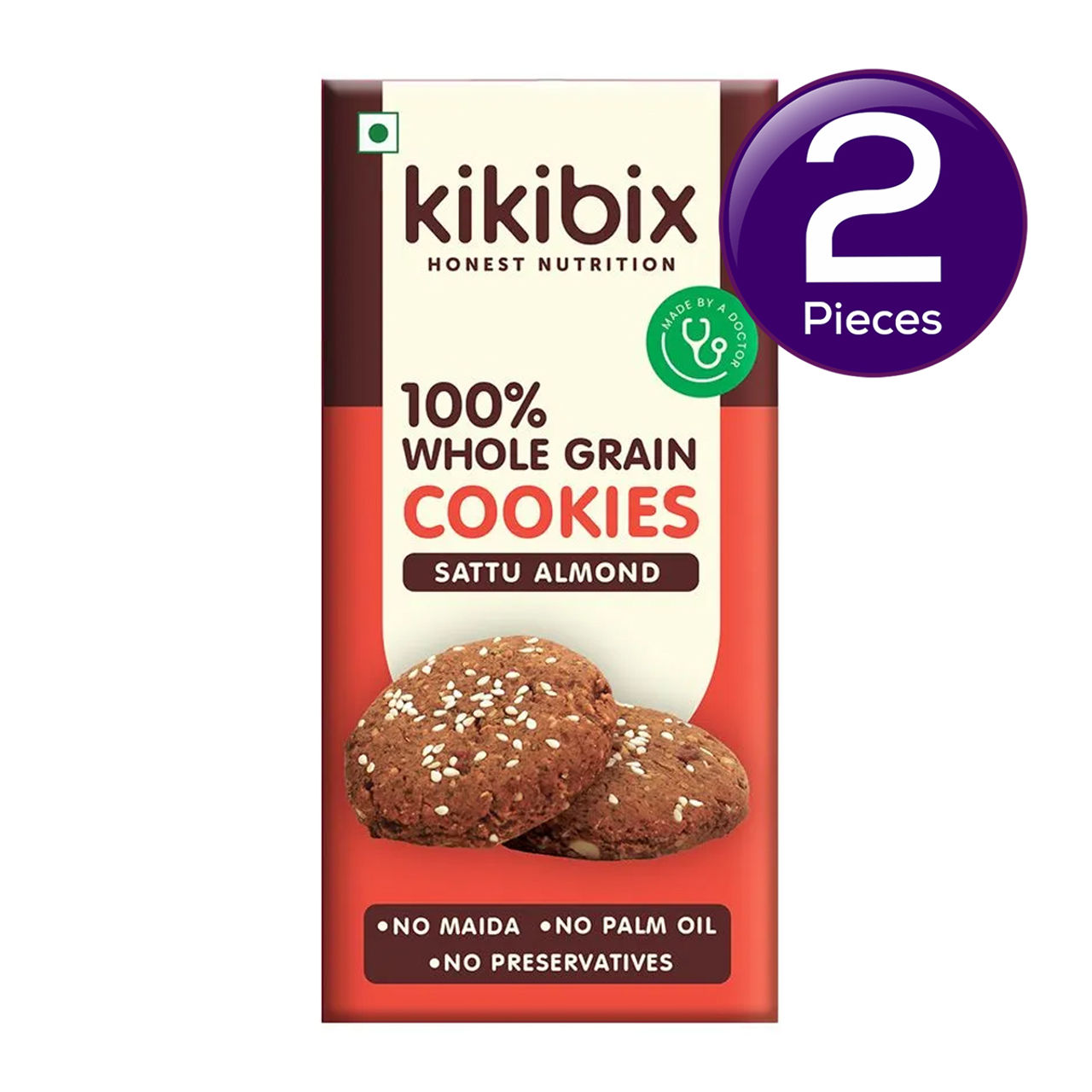 Kikibix Sattu Almond Healthy Cookies | No Refined sugar | No Palm Oil 130 g Combo