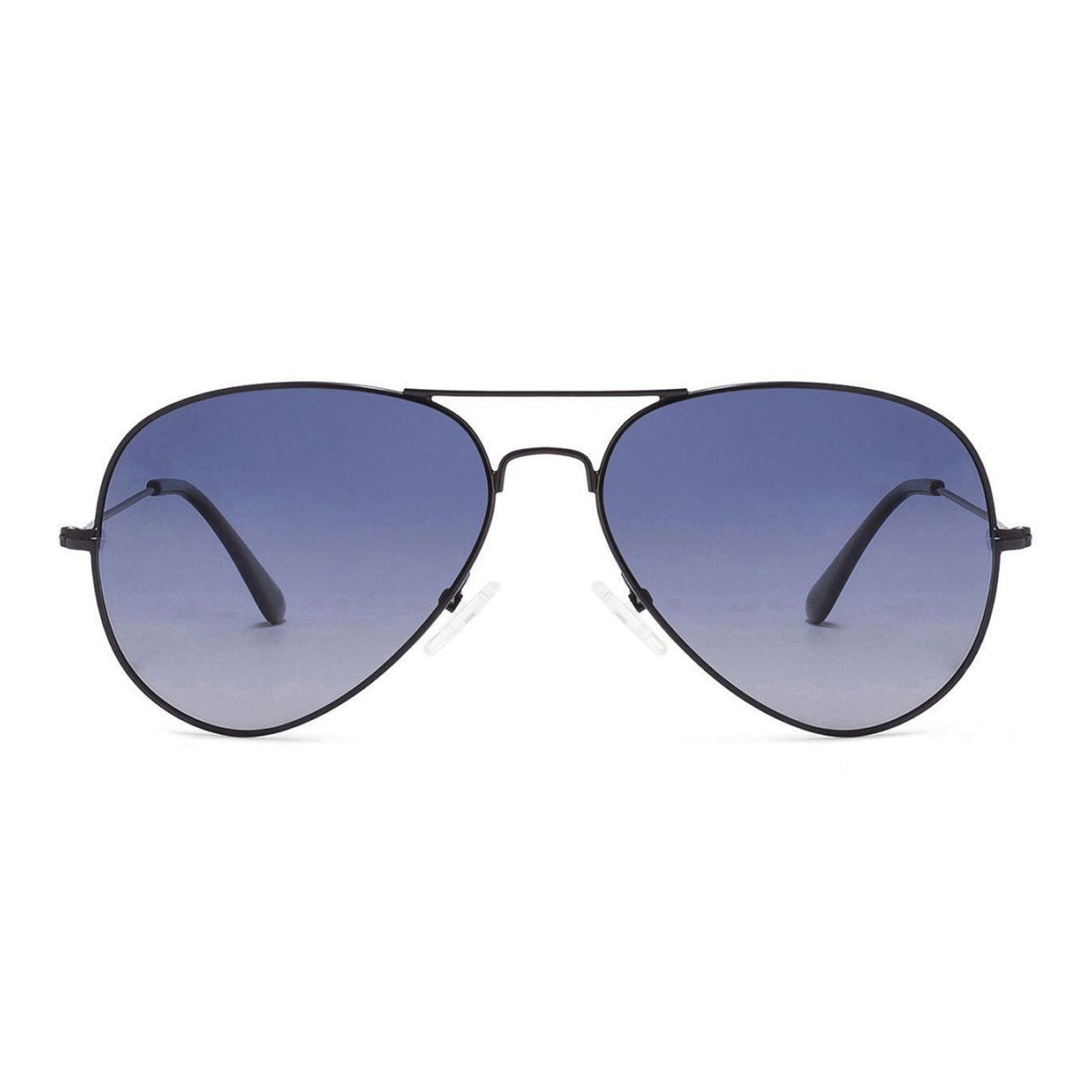 Vincent Chase By Lenskart Unisex Solid Stainless Steel Aviator Sunglasses | Black and Blue - M