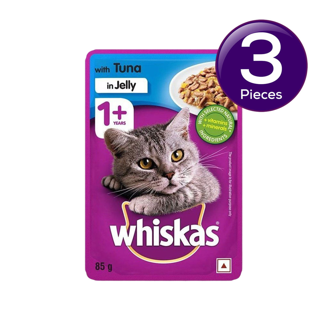 Whiskas Adult Tuna in Jelly Wet Cat Food, 80g, Pack of 3