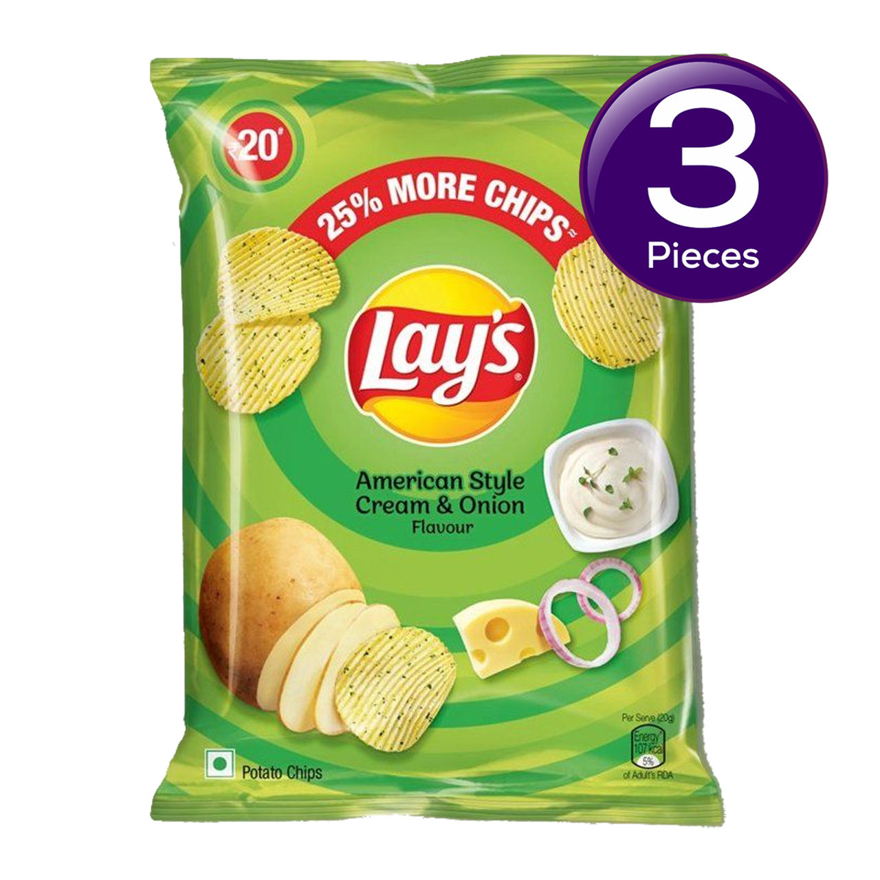 Lay's American Cream & Onion Potato Chips 48 g Combo