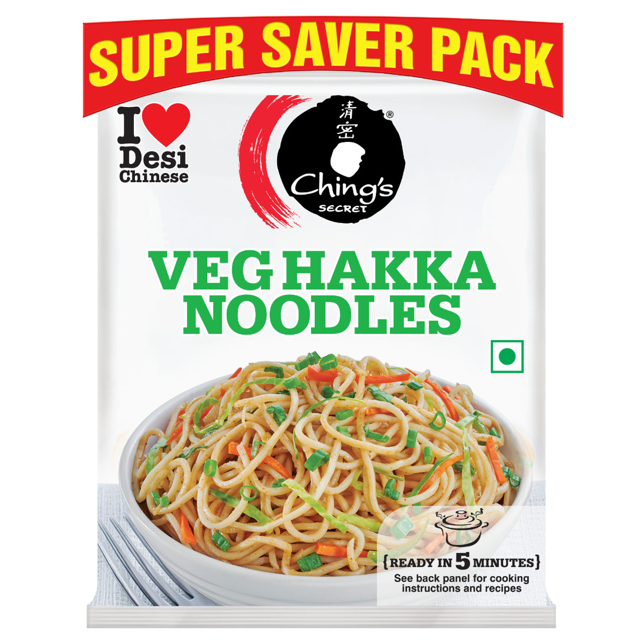 Ching's Secret Veg Hakka Noodles, Cooks In 5-7 mins, Just Soak & Drain