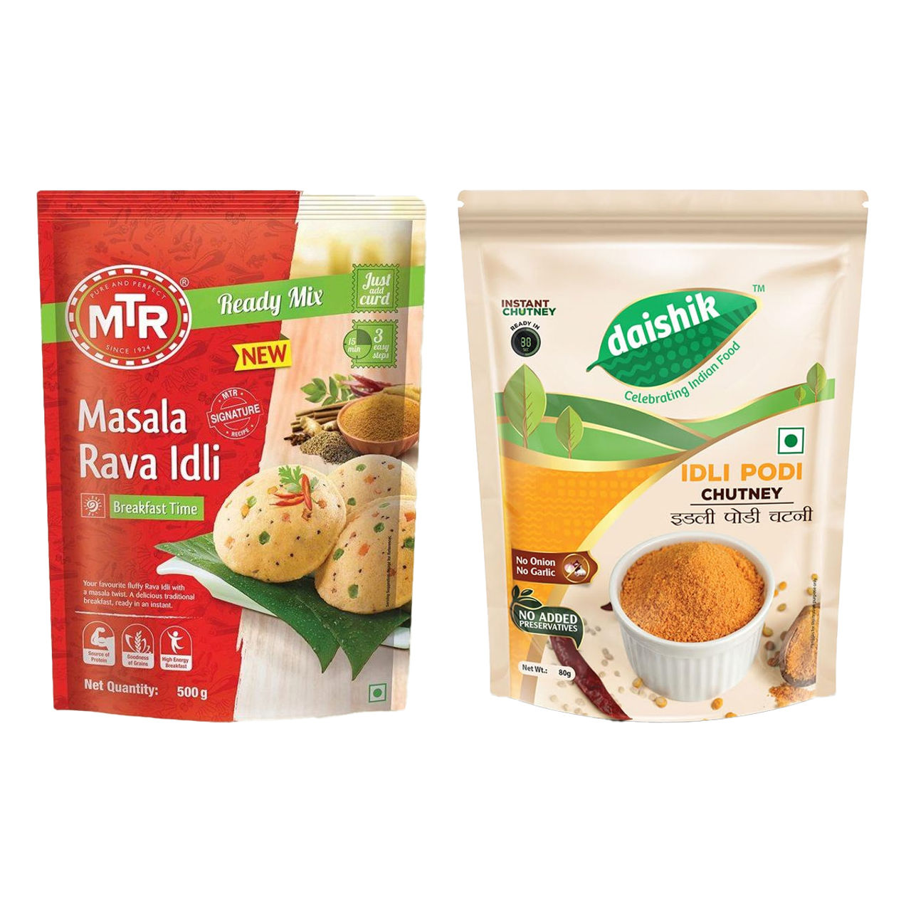 Daishik 1 Idli Podi Chutney (80g) & Mtr Masala Rava Idli Mix (500g) Combo