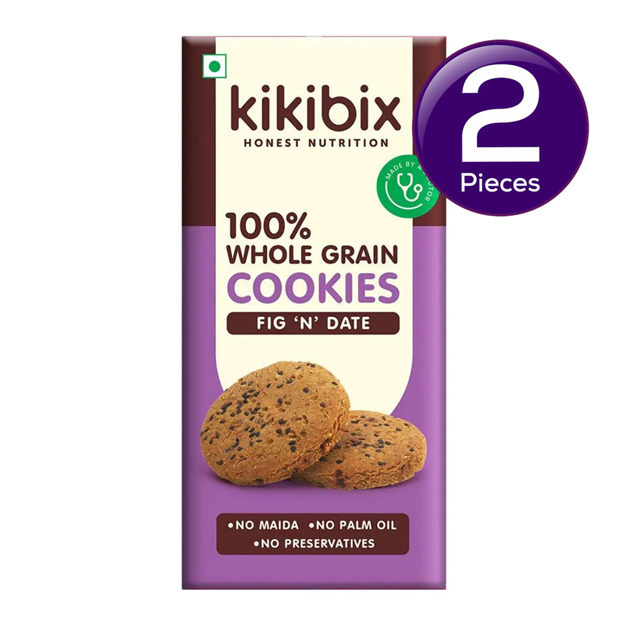 Kikibix Fig & Date Cookies, Healthy Cookies, No Maida, Jaggery Biscuits 130 g Combo