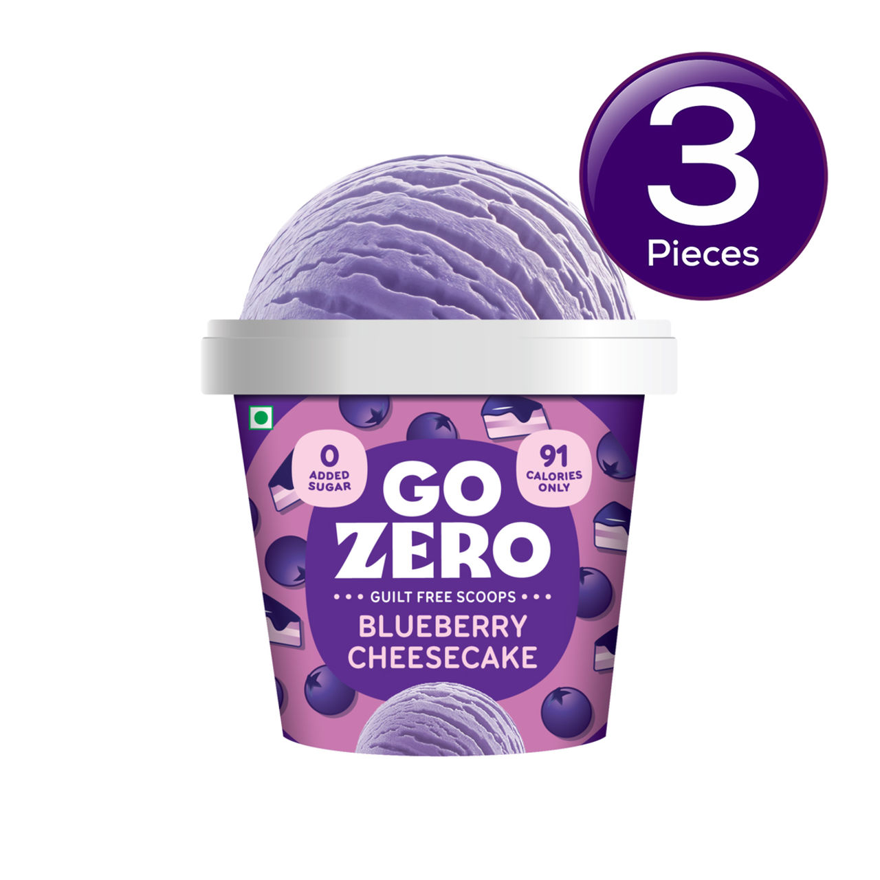 Go Zero Blueberry Cheesecake High Protein Guilt Free Ice Cream Cup 100 ml Combo