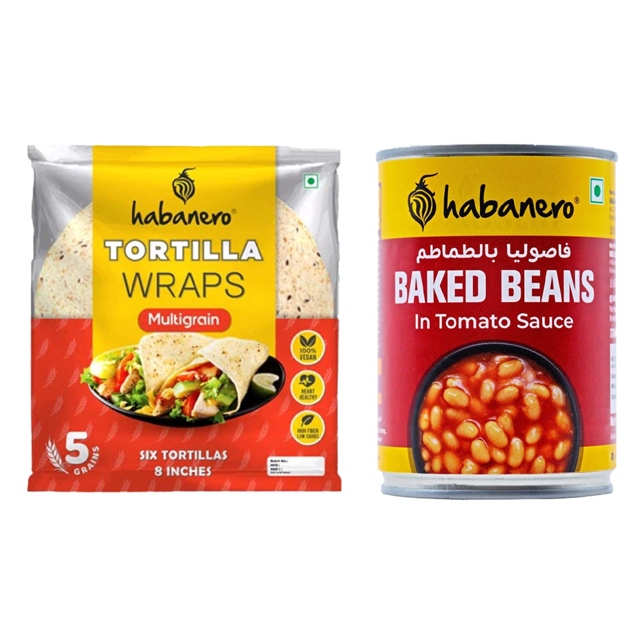 Habanero Baked Beans In Tomato Sauce (400g) & Habanero Multigrain Tortilla Wraps (330g) Combo