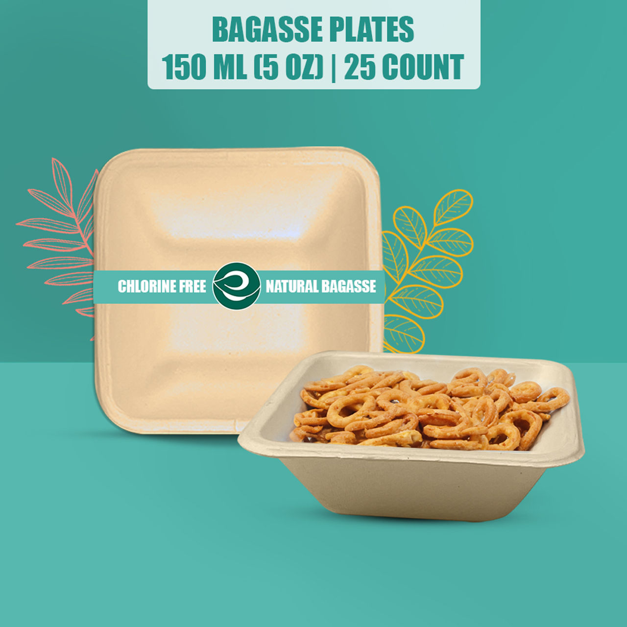 Eco Soul 150 ml Square | 25 Count | Disposable Bowl