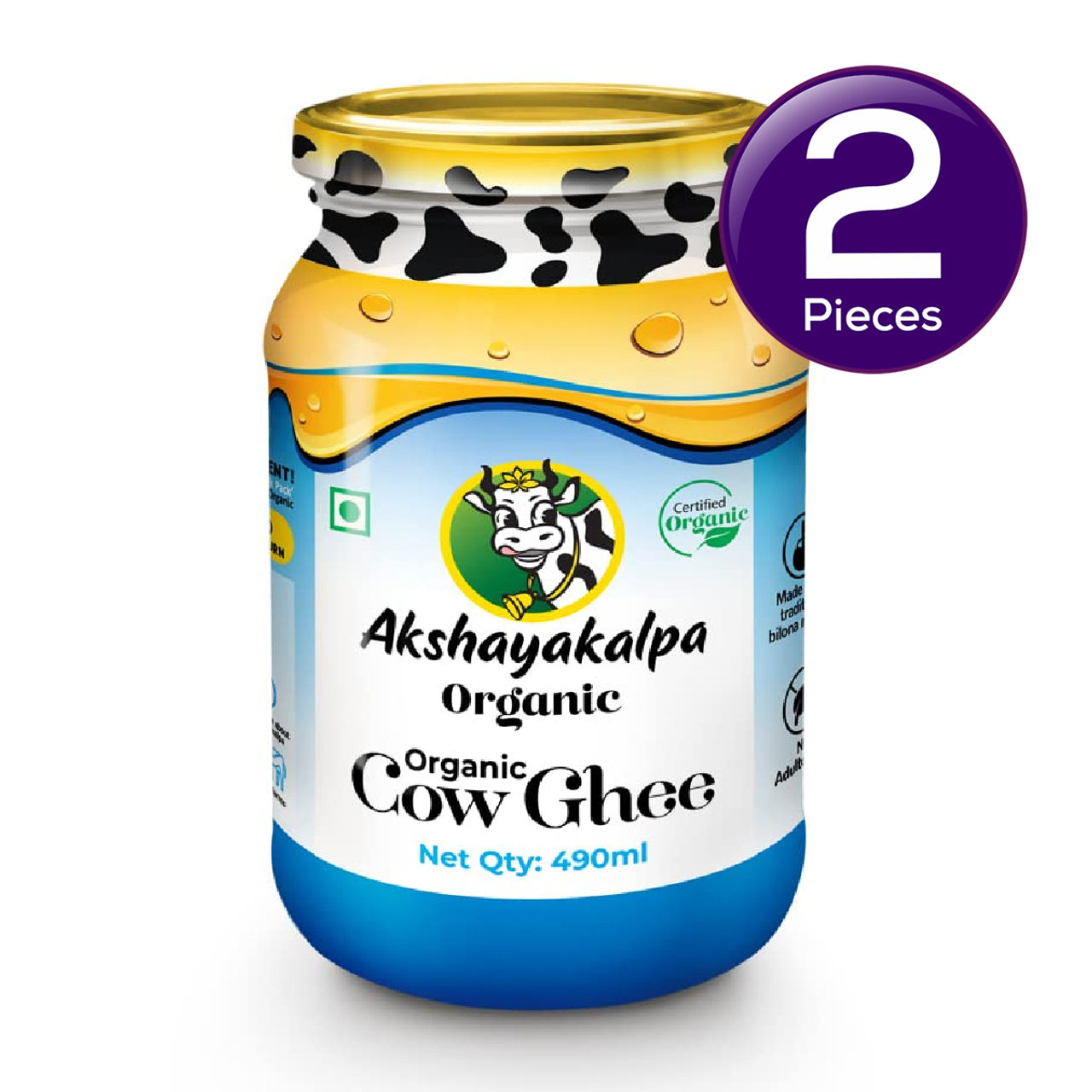 Akshayakalpa Organic Cow Ghee 490 ml X 2 Combo