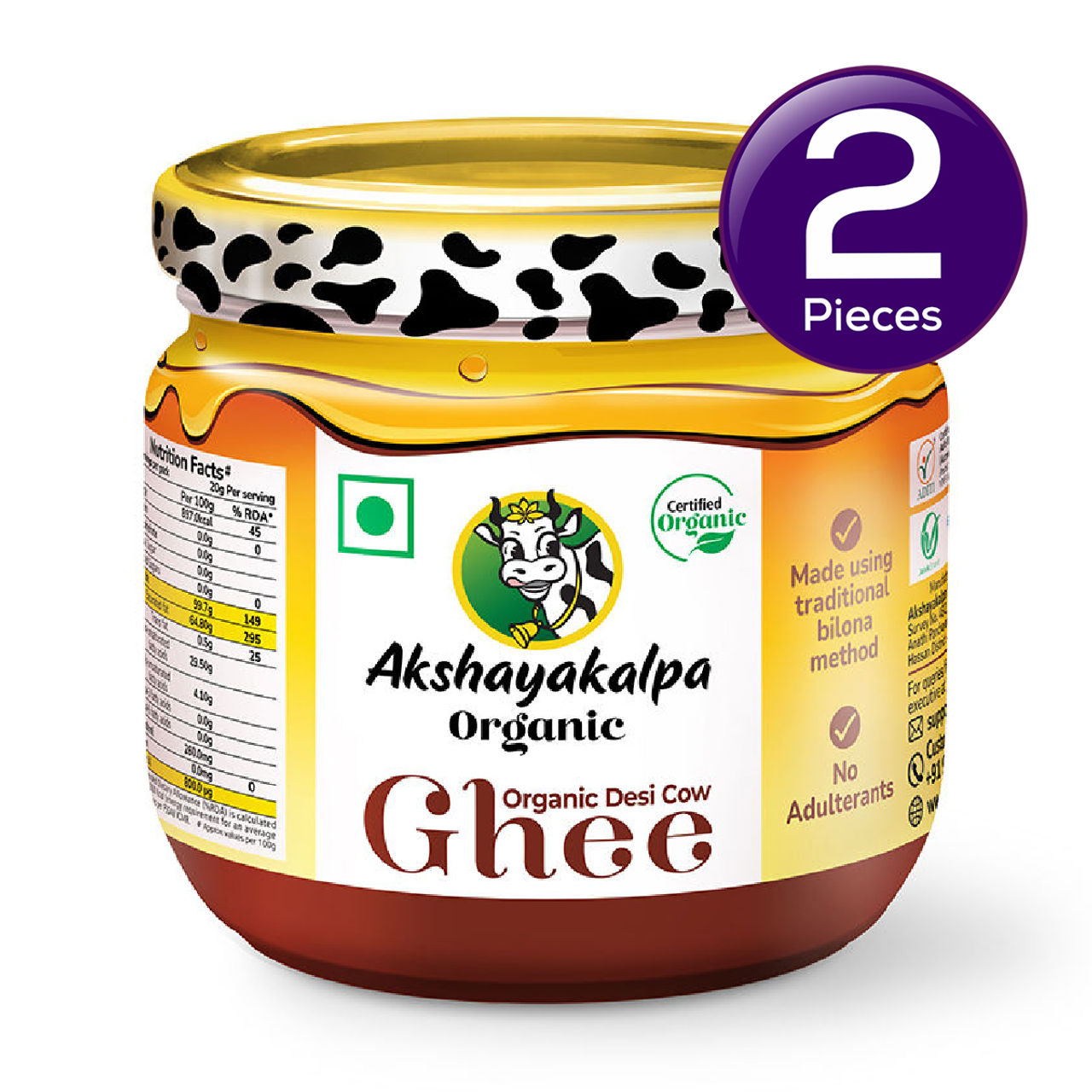 Akshayakalpa Organic Desi Cow Ghee 300 ml X 2 Combo