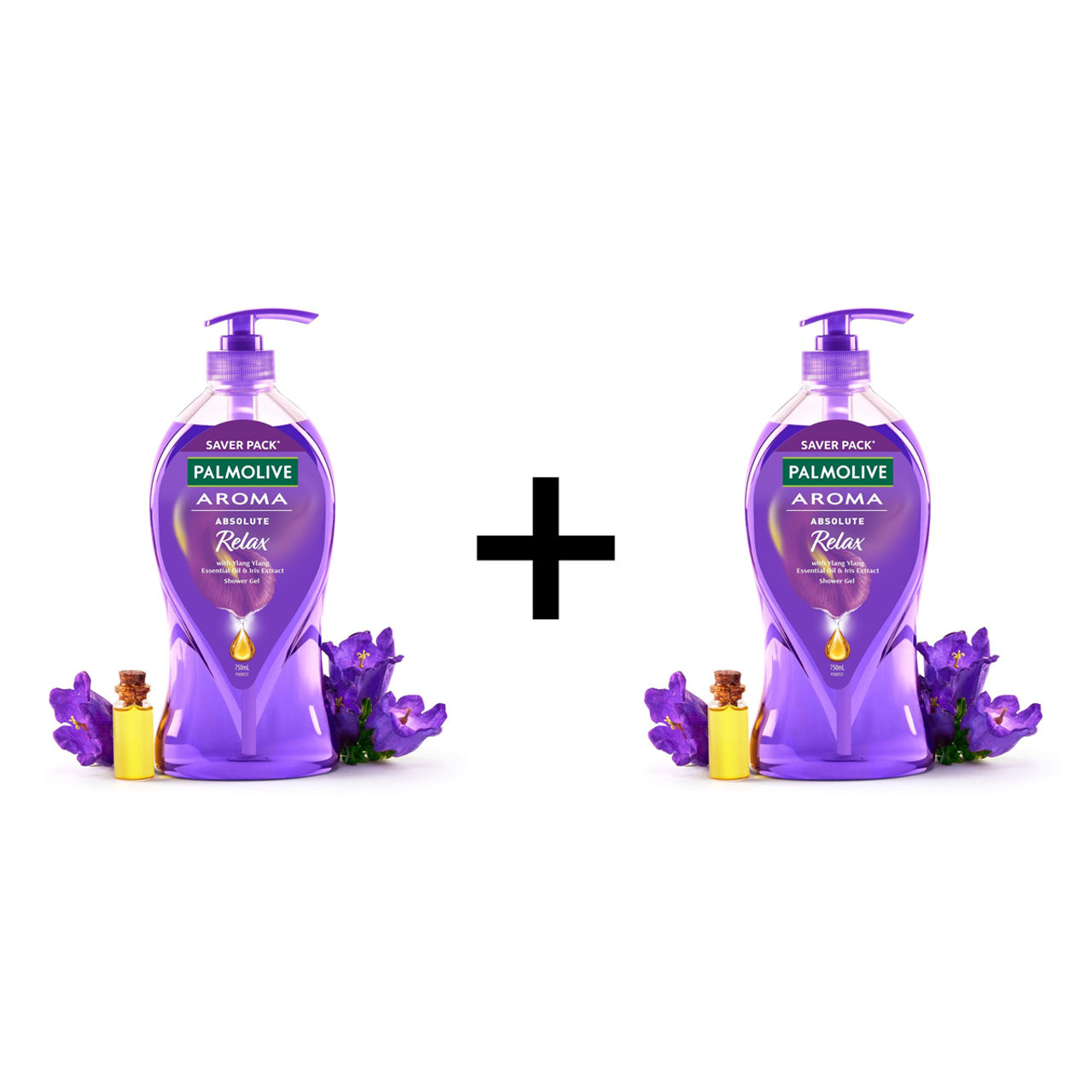 Palmolive Iris & Ylang Ylang Essential Oil Aroma Absolute Relax, Moisturizing Body Wash 750 ml X 2 Combo