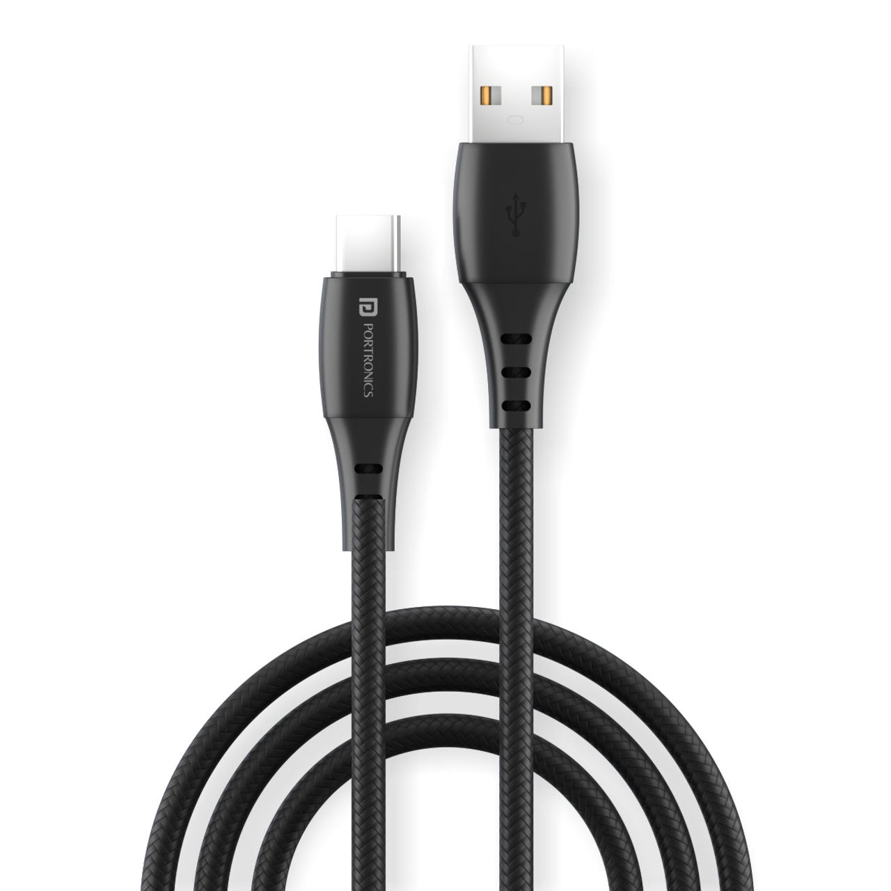Portronics Type-A To Type-C Usb Cable With Pvc Heads (Black)