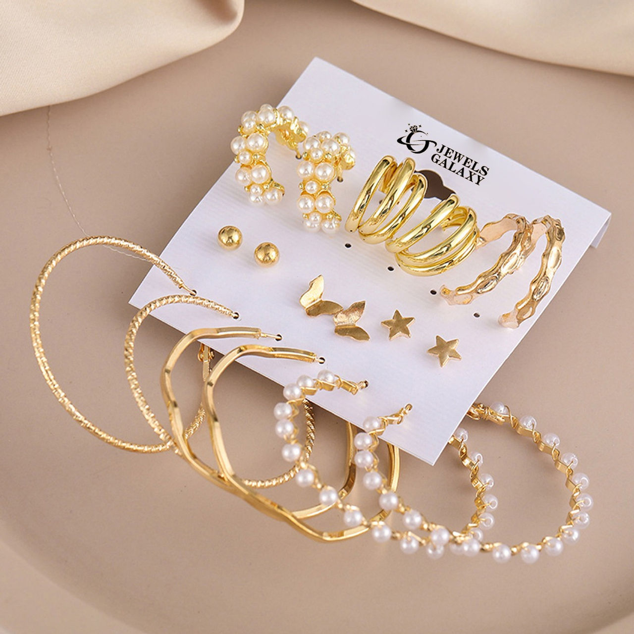 Jewels Galaxy Gold-Toned Circular Studs & Hoop Earrings