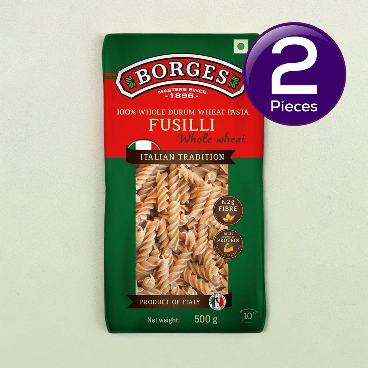 Borges Whole Wheat Fusilli Pasta 500 g Combo
