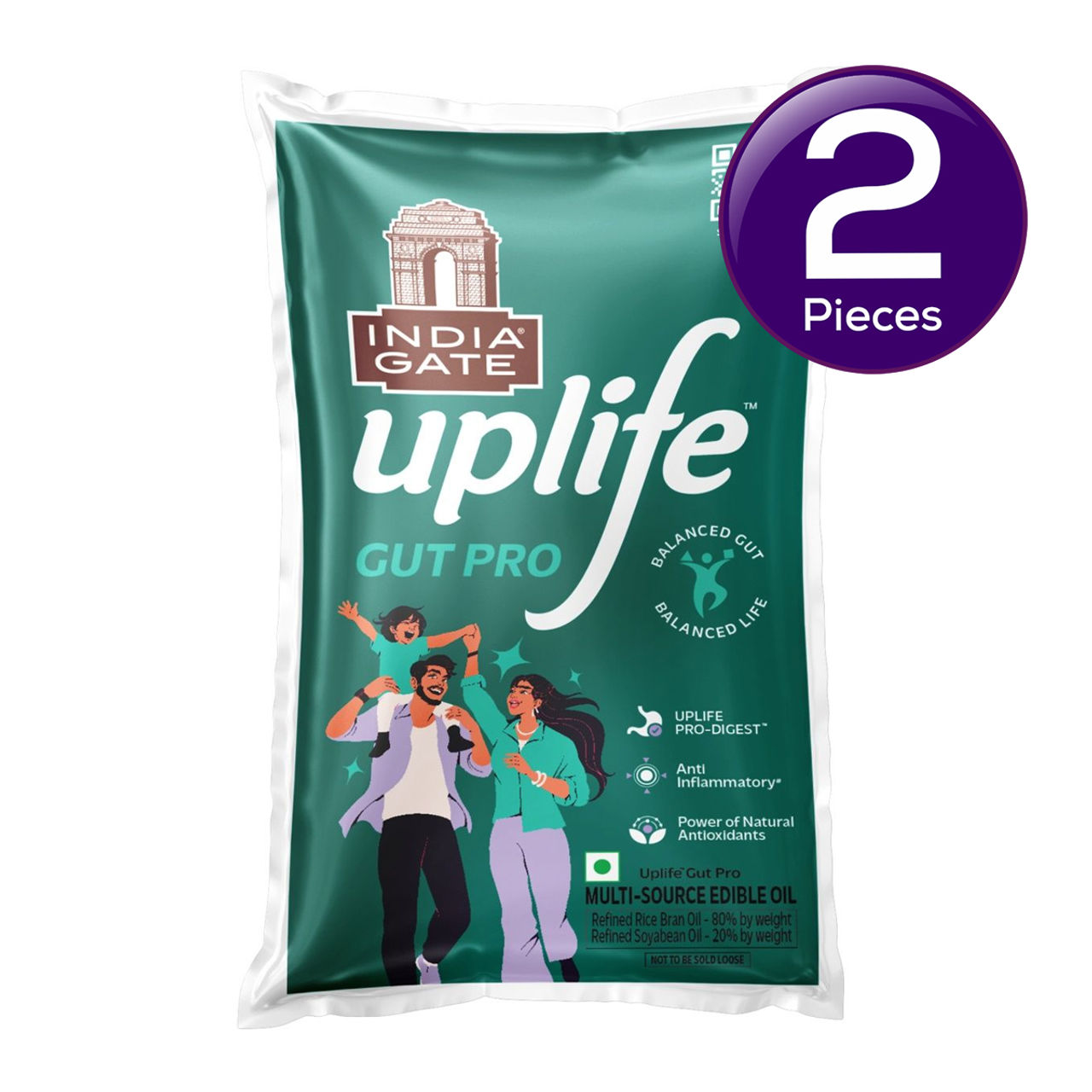 India Gate Uplife Gut Pro Edible Oil 1 l X 2 Combo