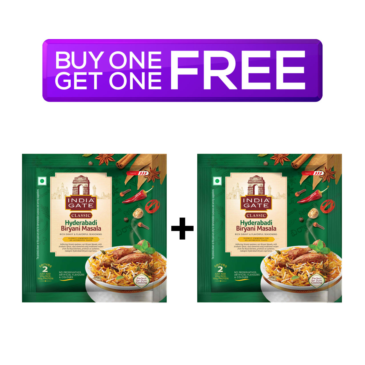 India Gate Classic Hyderabadi Biryani Masala 70 g  X 2 Combo