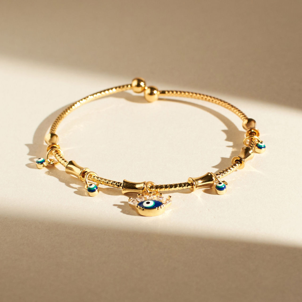 Salty Chic Evil Eye Tassel Bangle for Women and Girls| Anti-Tarnish | Blue