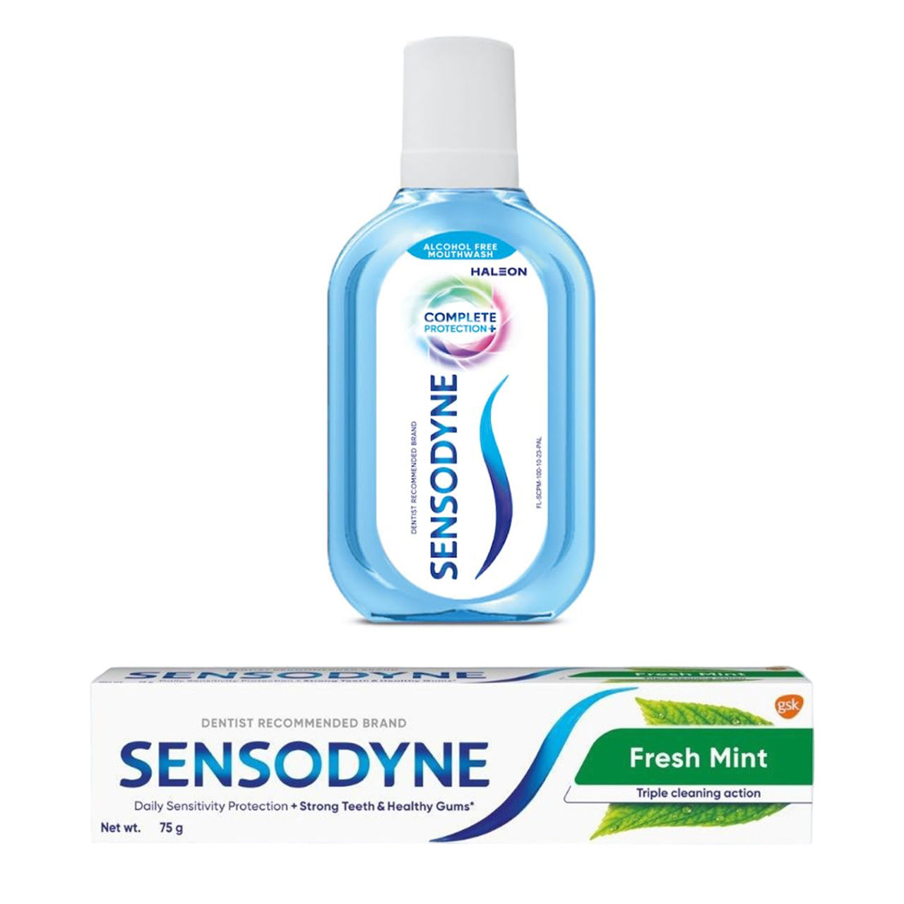 Sensodyne Mouthwash Complete Protection+ (100ml) & Sensodyne Toothpaste Fresh Mint (75g) Combo