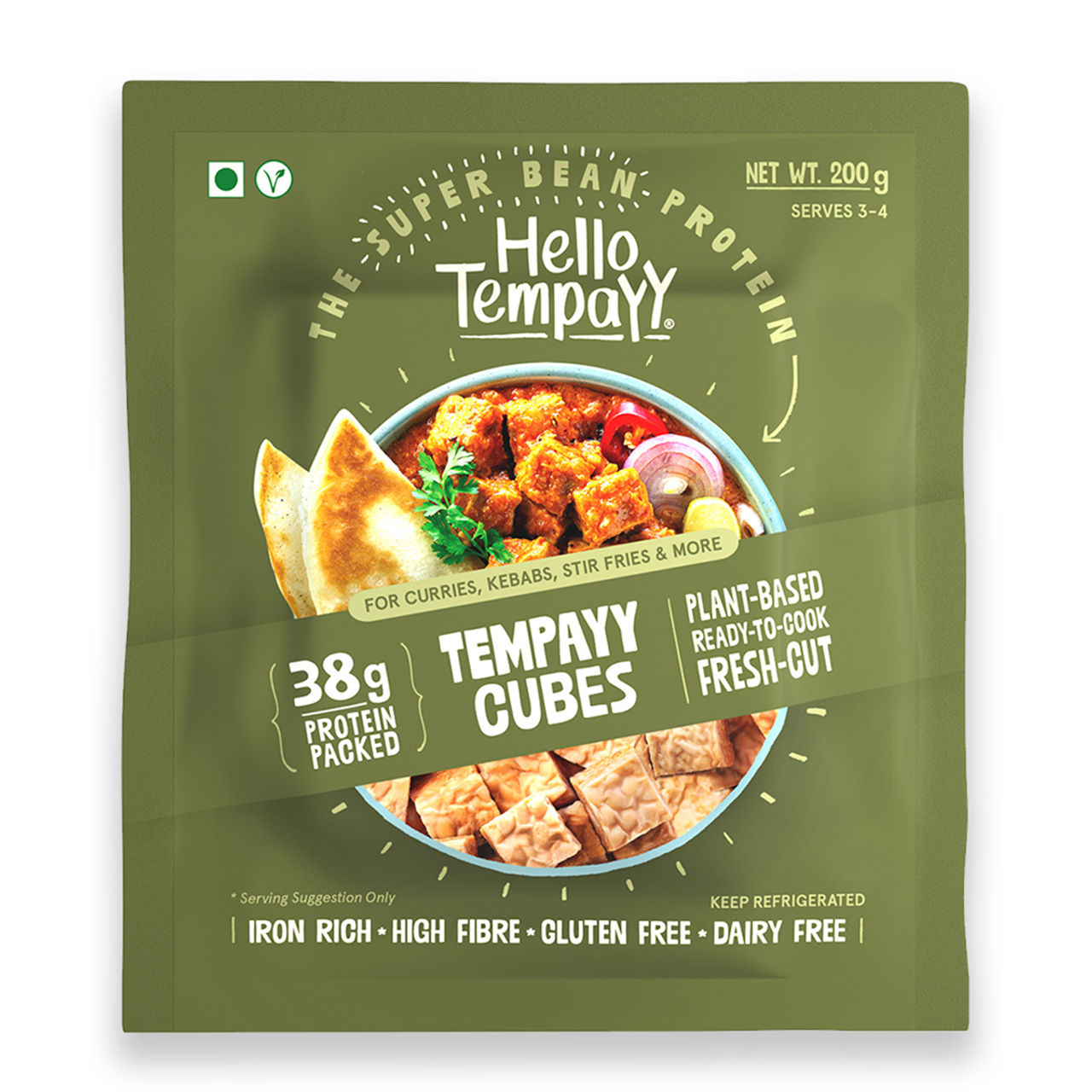 Hello Tempayy 38g Protein Tempeh Cubes - Low Fat & High Fibre