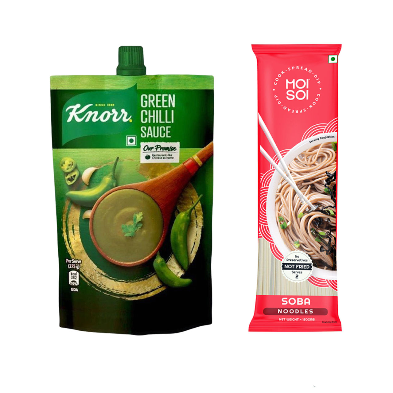 Knorr Green Chilli Sauce (200g) & Moi Soi Soba Noodles (150g) Combo