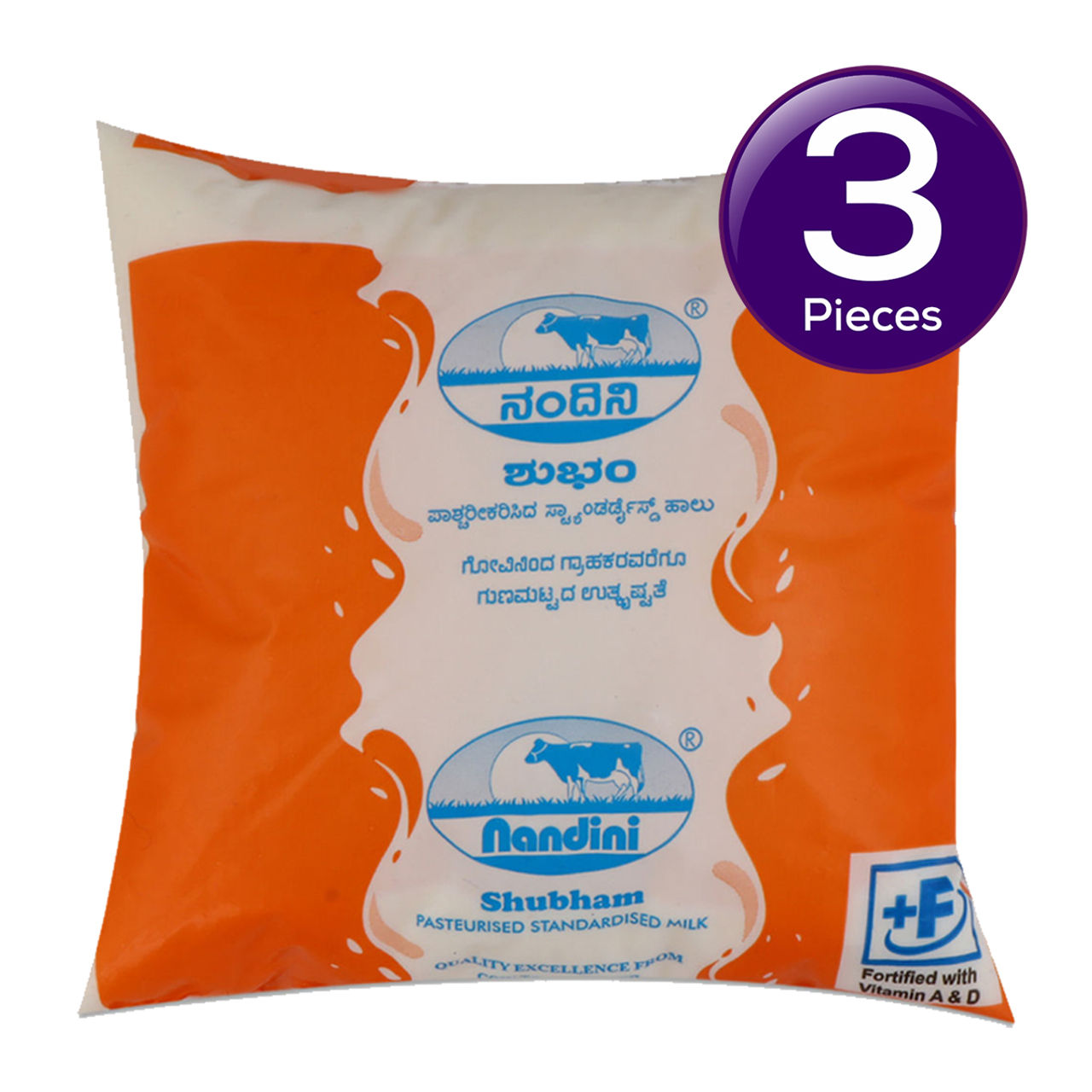 Nandini Standardised Fresh Milk (Pouch Orange) 500 ml X 3 Combo