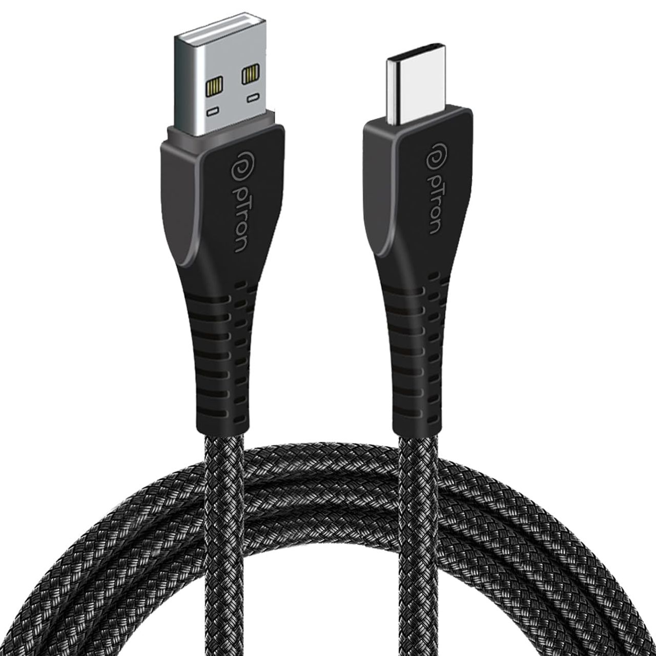 pTron Solero Braid 60W Type C Fast Charging Cable 1.5m For Samsung,OnePlus,Oppo,Vivo, Xiaomi - Black