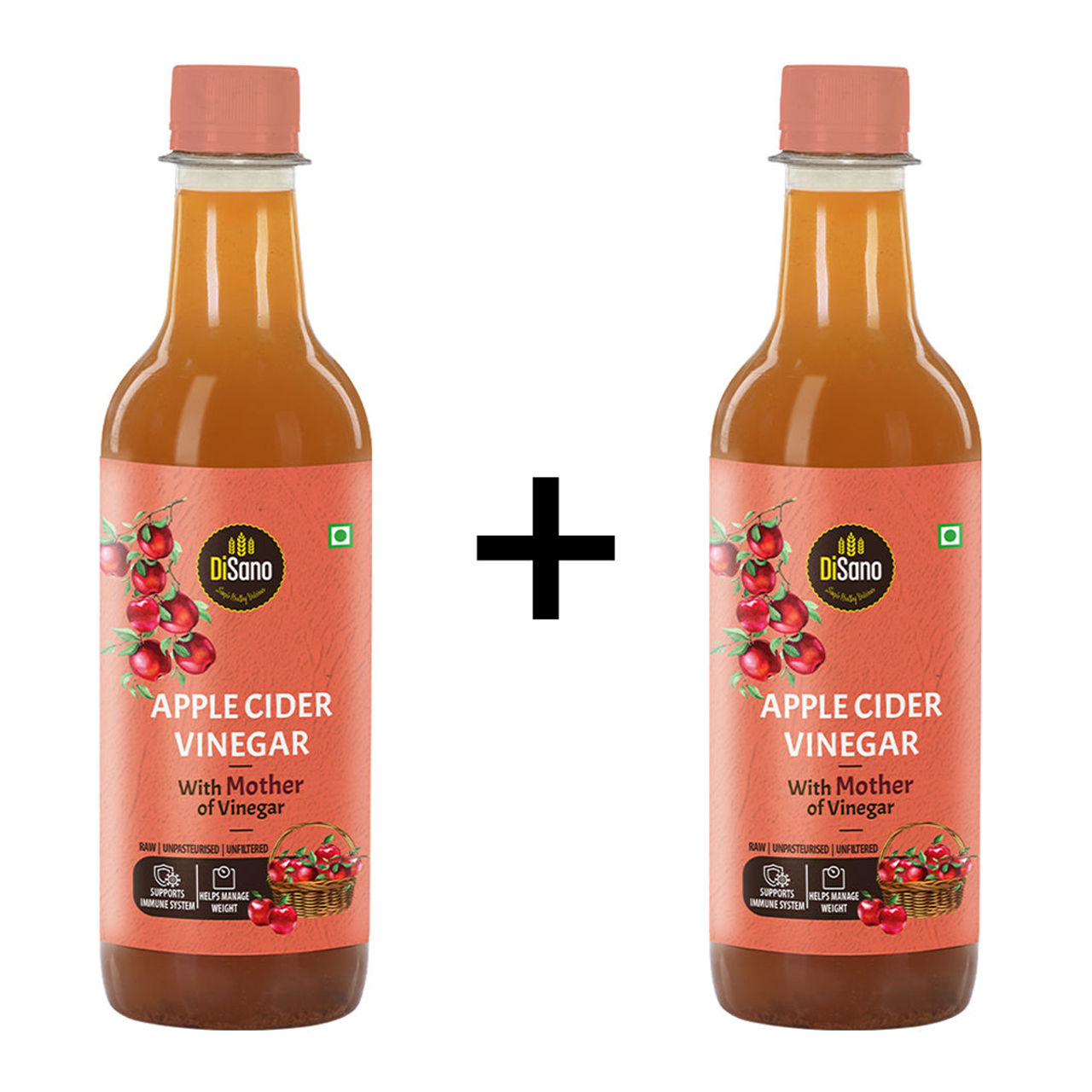 Disano Apple Cider Vinegar With Mother Vinegar 500 ml X 2 Combo