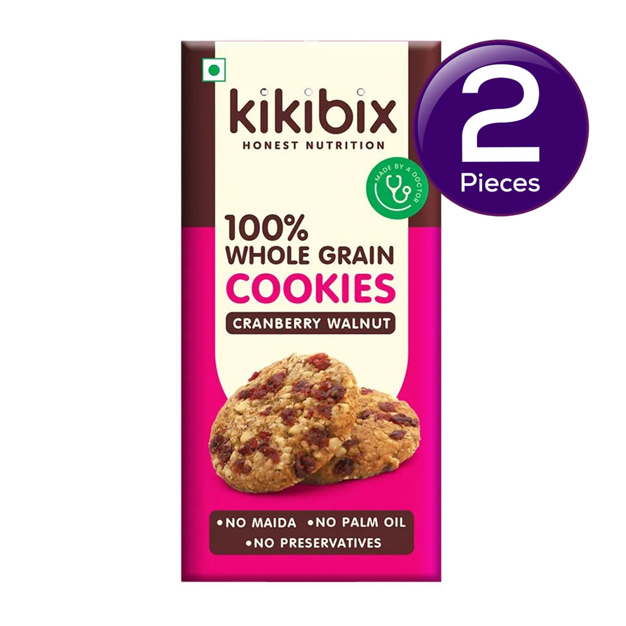 Kikibix Cranberry Walnut Healthy Biscuits, Jaggery Oats Cookies, Digestive, No Maida, No Palm Oil 130 g Combo