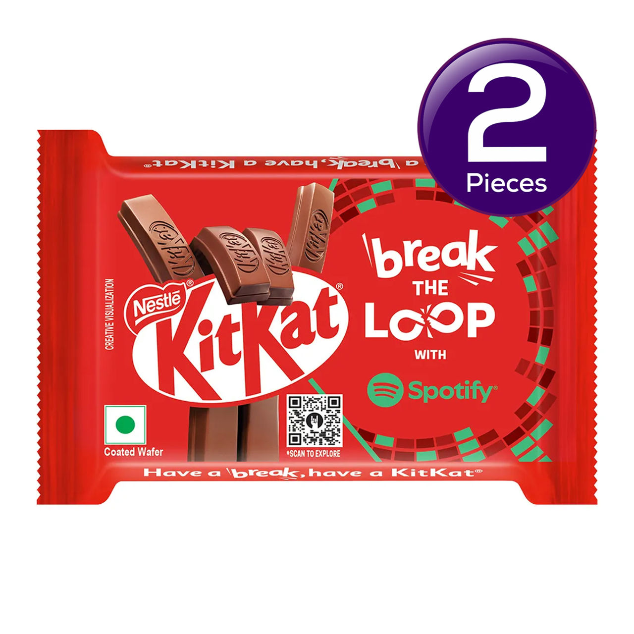 Nestle Kitkat 4 Fingers Choco Coated Wafer Bar with Spotify