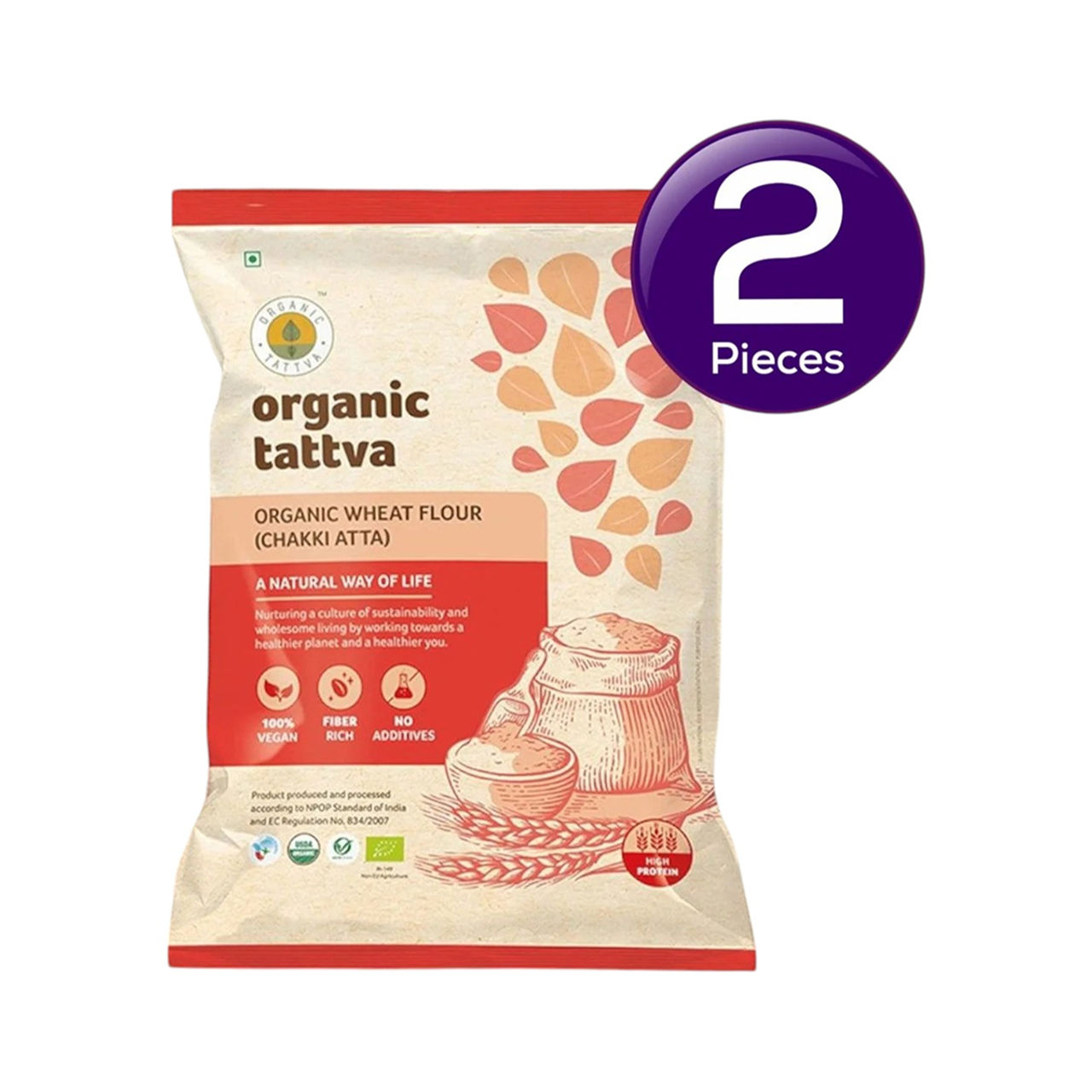 Organic Tattva Wheat Flour | Chakki Atta 5 kg Combo