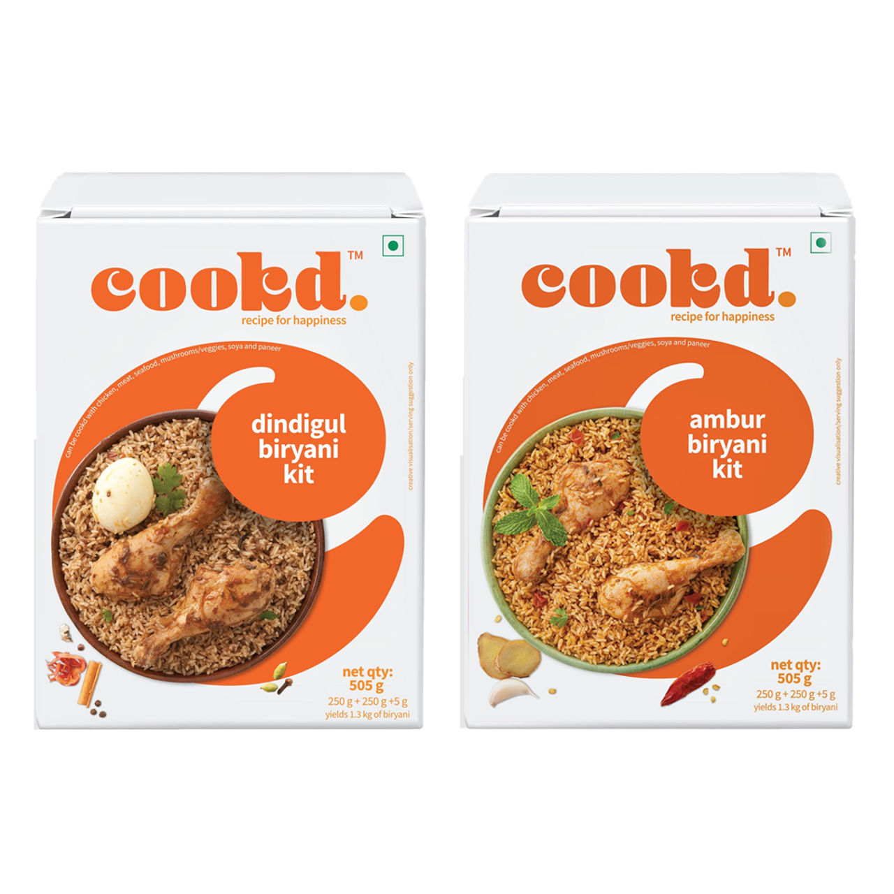 Cookd Ambur Biryani Kit (505g) & Cookd Dindigul Biryani Kit (505g) Combo