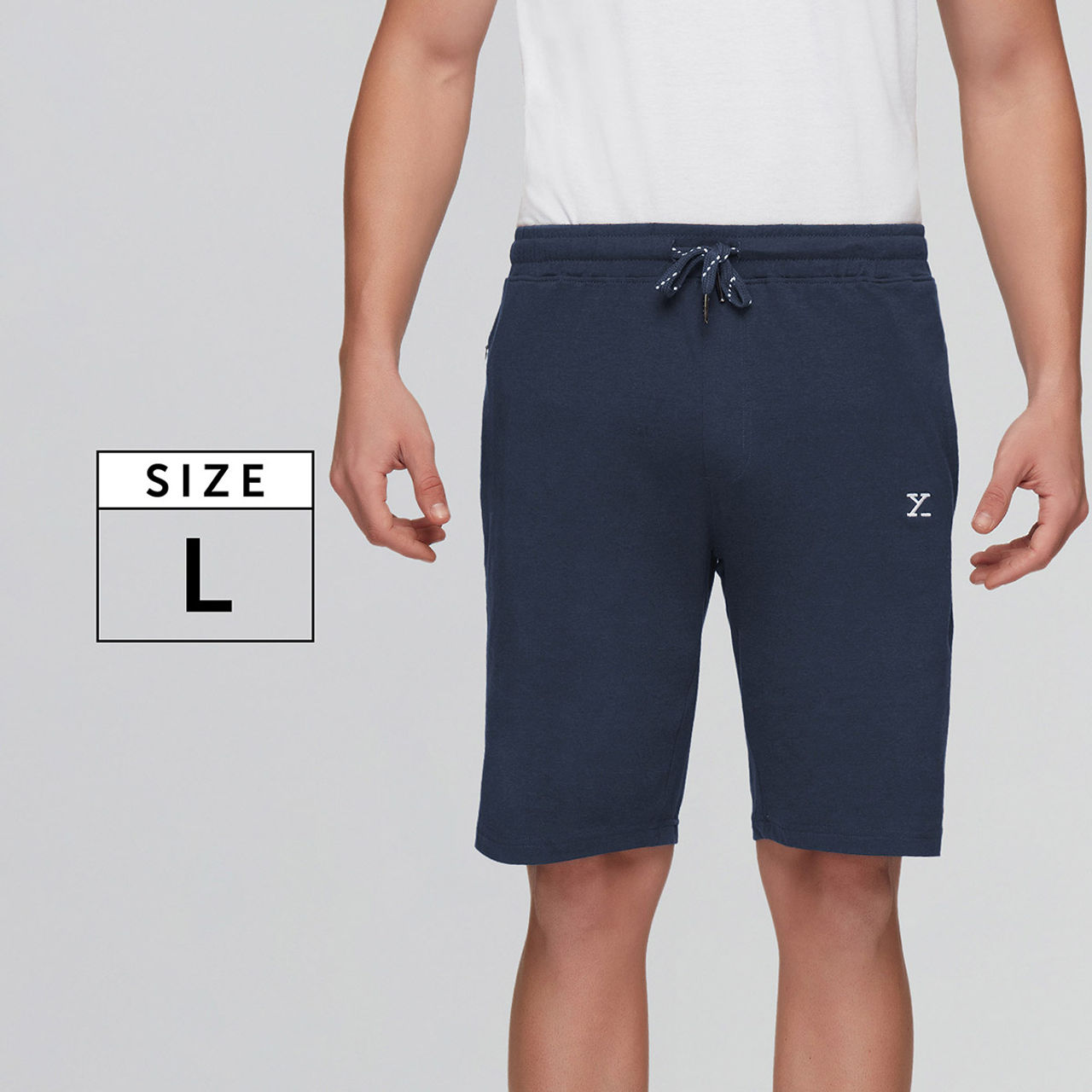 XYXX Ace Cotton Modal solid Shorts | 2 Side Pocket with zip | Dress Blue- L