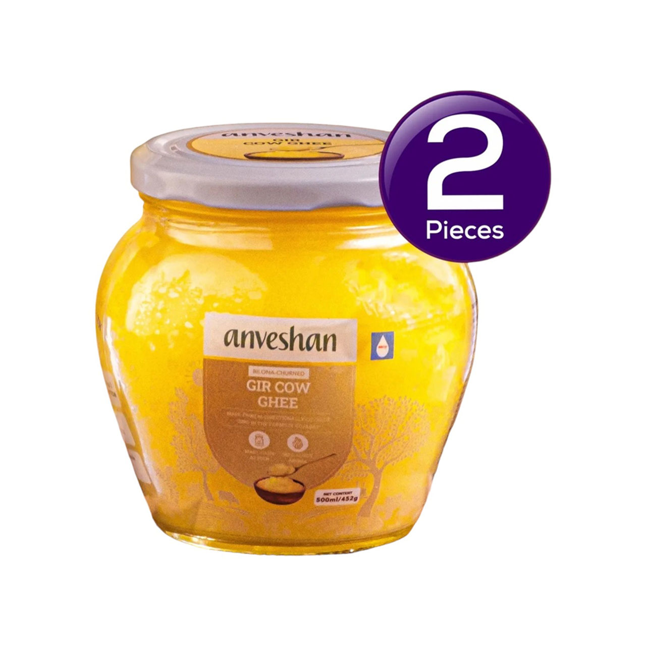 Anveshan A2 Gir Cow Ghee Traditional Bilona Method Cultured Curd Based Immunity Booster 500 ml Combo