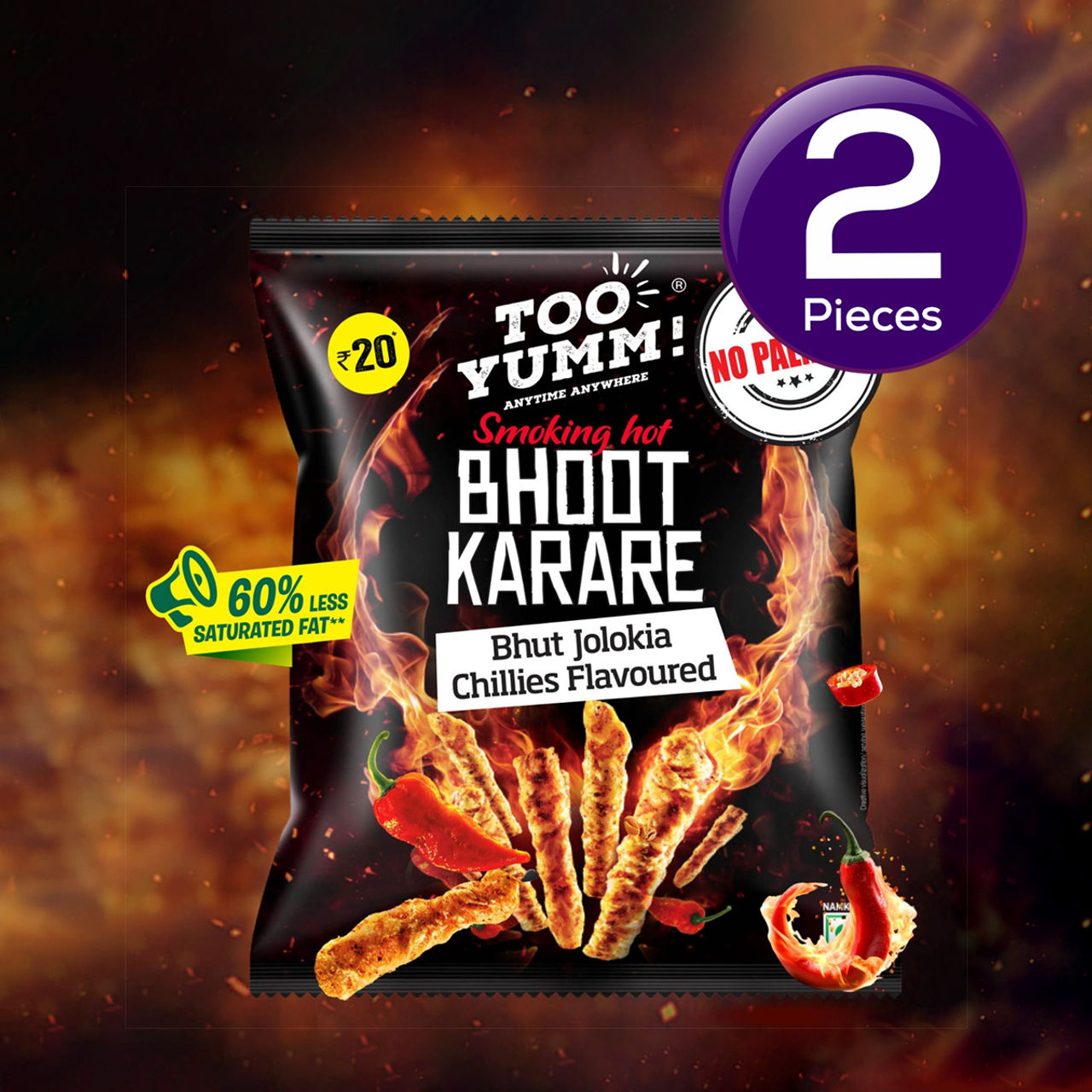 Too Yumm! Bhoot Karare Spicy Chilli Flavour Crisps | No Palm Oil Snacks Combo