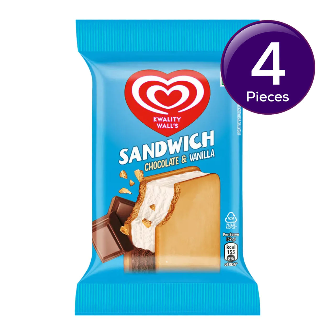Kwality Wall's Chocolate & Vanilla Sandwich 80 ml Combo