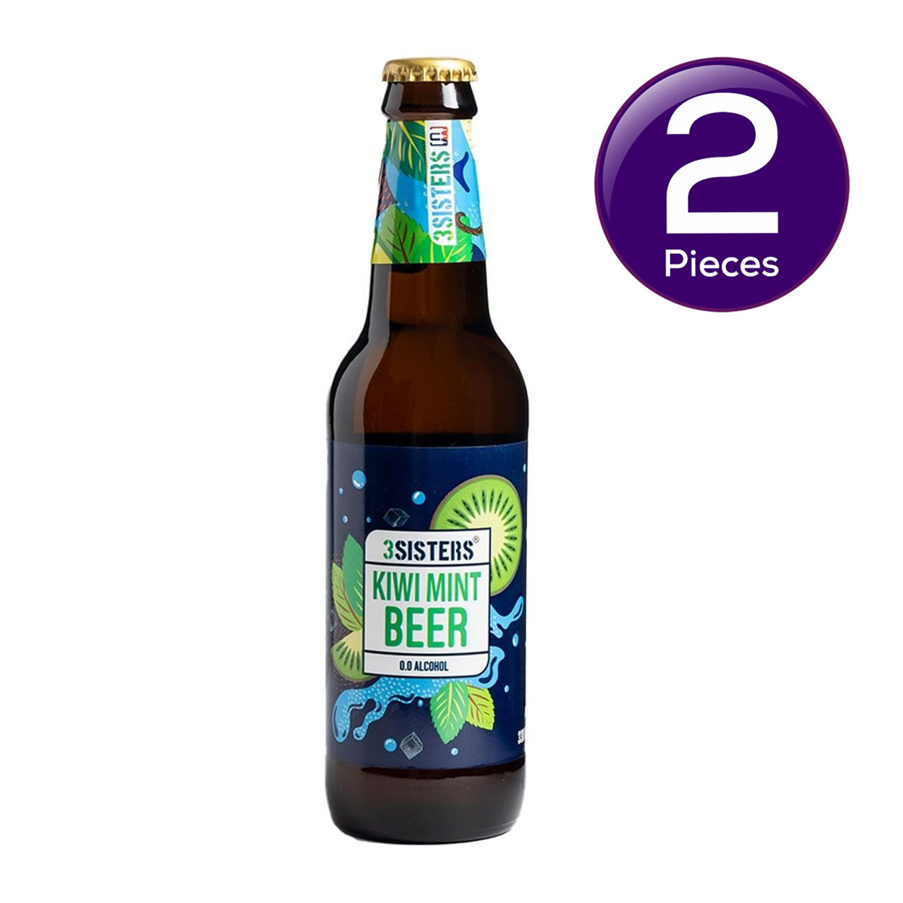 3SISTERS Non Alcoholic Beer - Kiwi Mint Flavour 330 ml X 2 Combo
