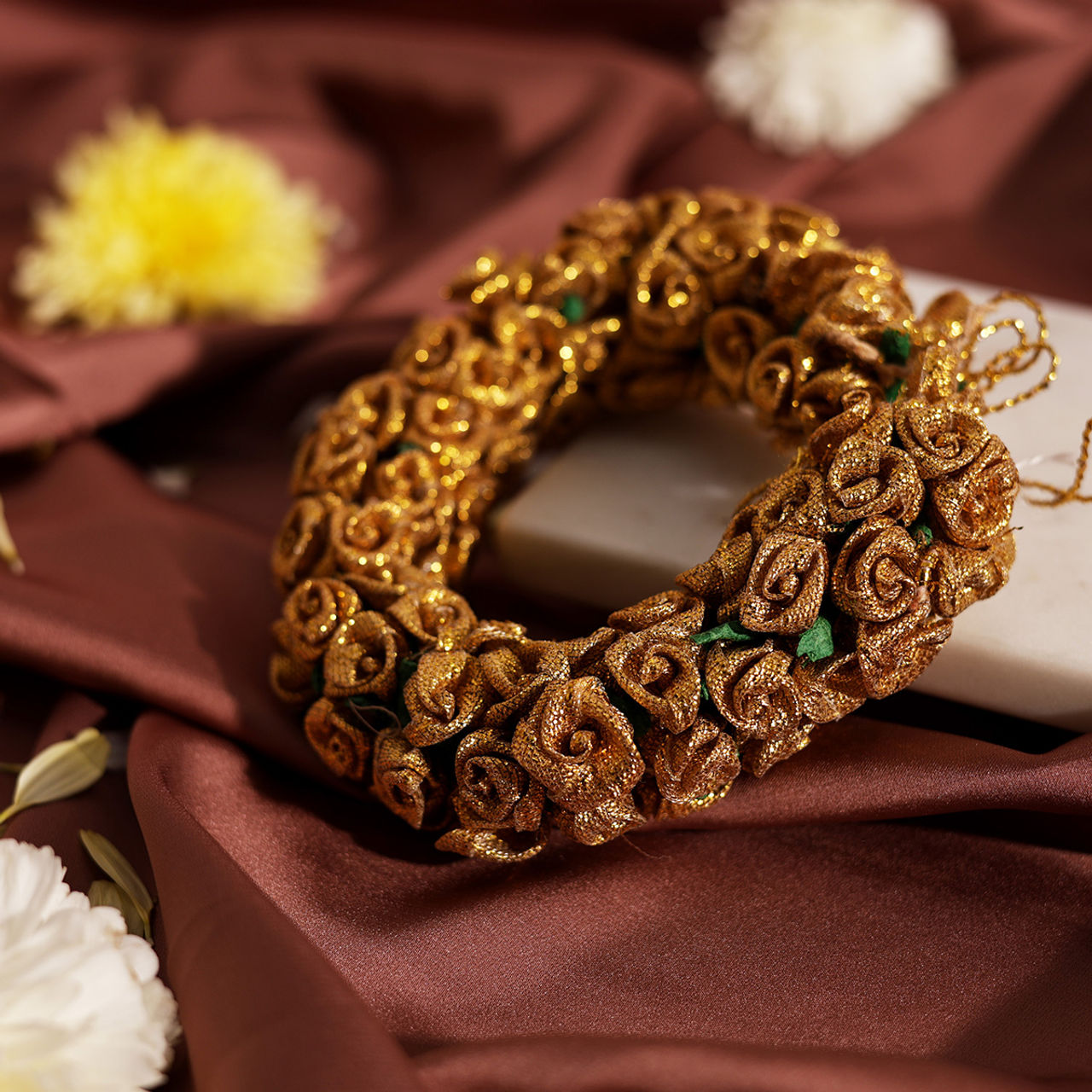 Oye Happy Golden Flowers Gajra | Artificial