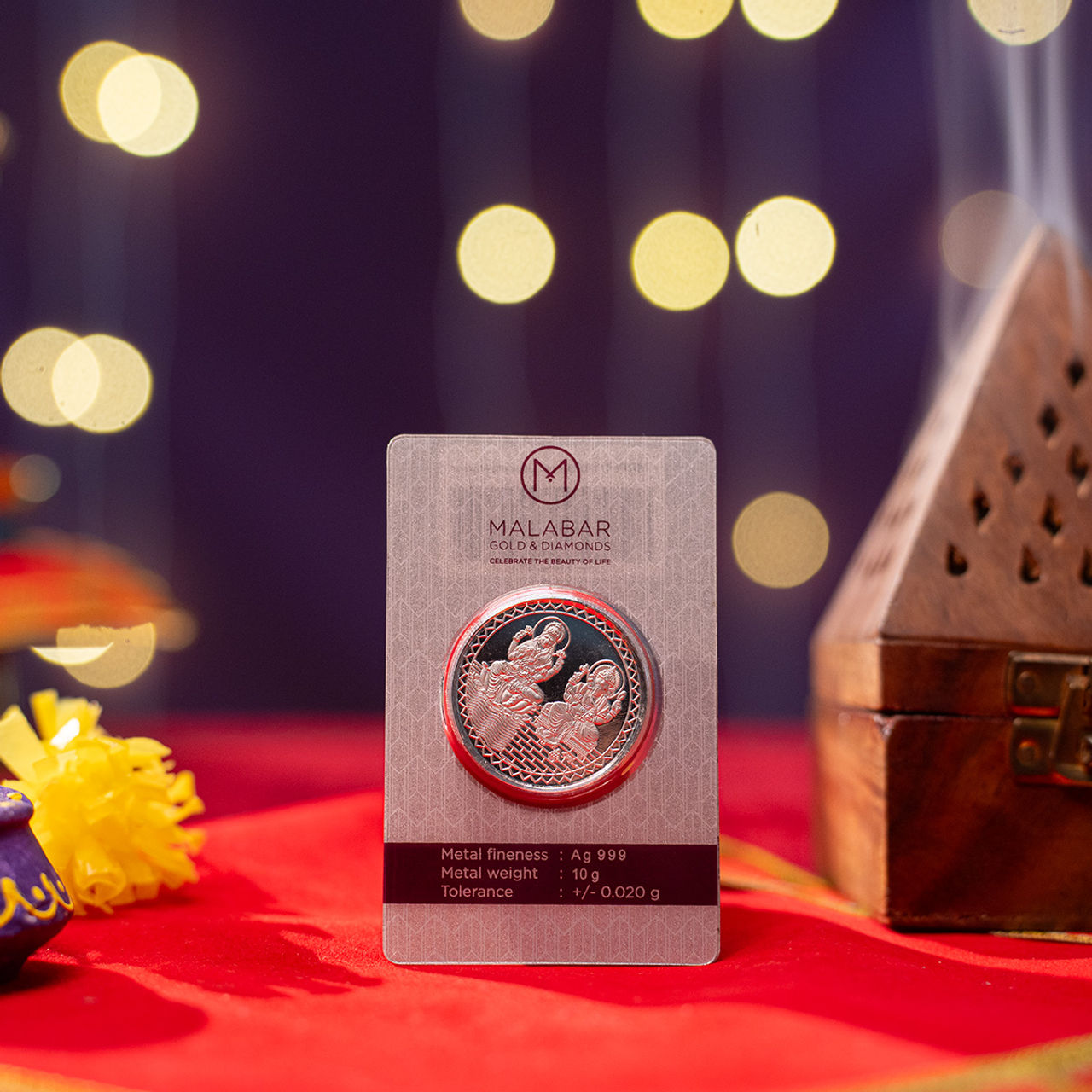 Malabar Gold & Diamonds 999 Pure Silver Coin - Laxmi Ganesh